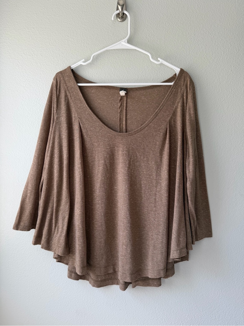 We The Free Brown Scoop Neck Flowy Tunic Top  Sz S Boho Festival Oversized